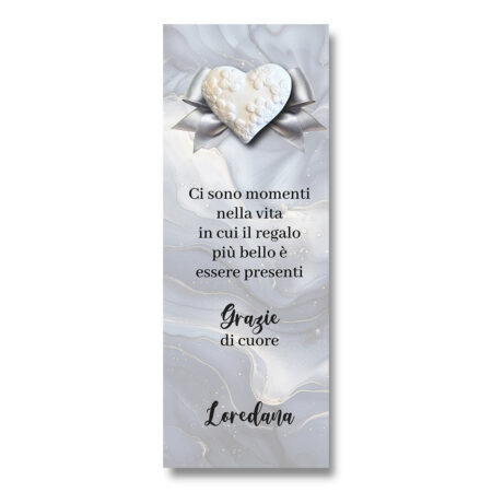 Cartoncino Segnalibro + Cuore Fiori Marmo